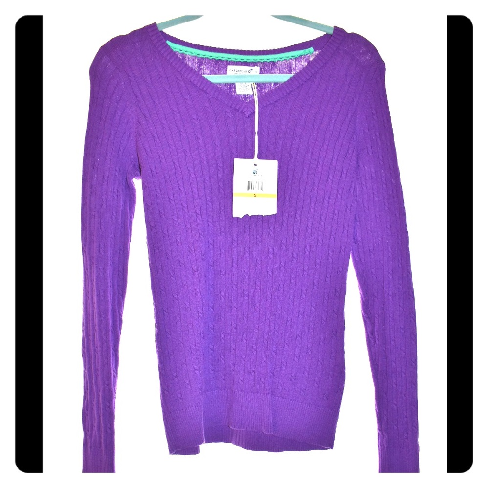 Caribbean joe purple cable knit sweater